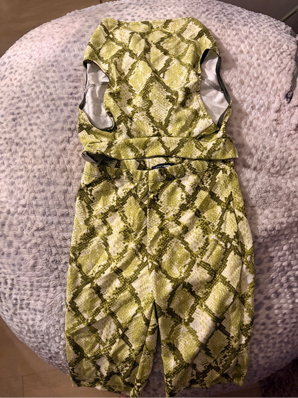 Olive Green Snake-Print Sleeveless two piece